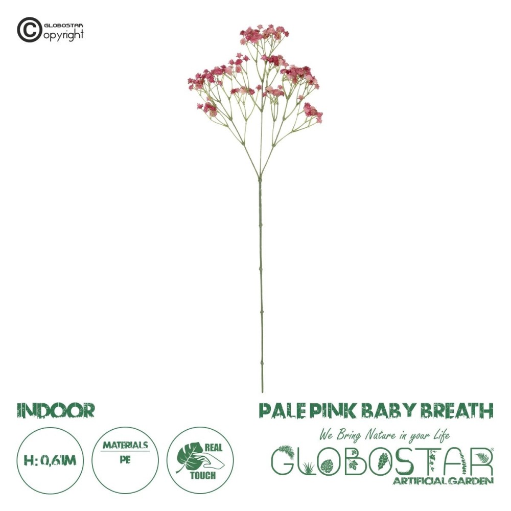 GloboStar® Artificial Garden PALE PINK BRANCH BABY BREATH 21369 Τεχνητό Διακοσμητικό Κλαδί Ροζ Γυψοφίλης Y61cm